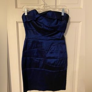 Strapless blue bandage style dress